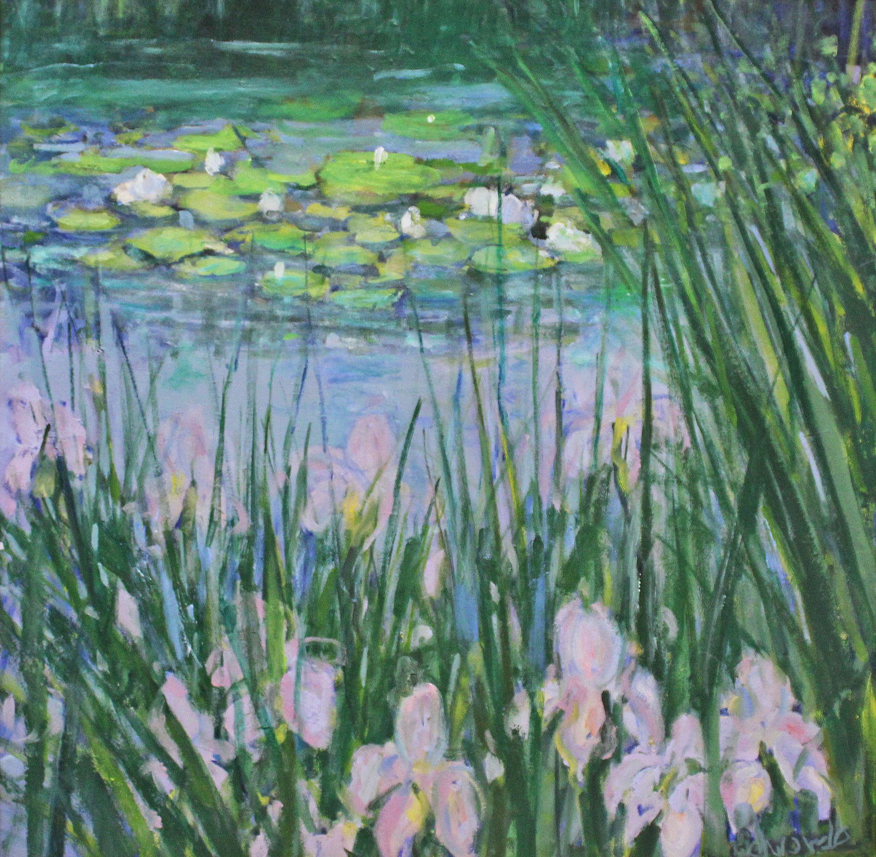 Lily Pond with Iris