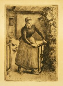 "Femme a la Barriere" by Camille Pissarro 1889