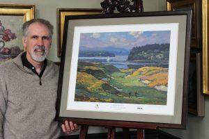 John C. Traynor with "High Dunes" commission to commemorate the 115th U.S. Open Golf Championship