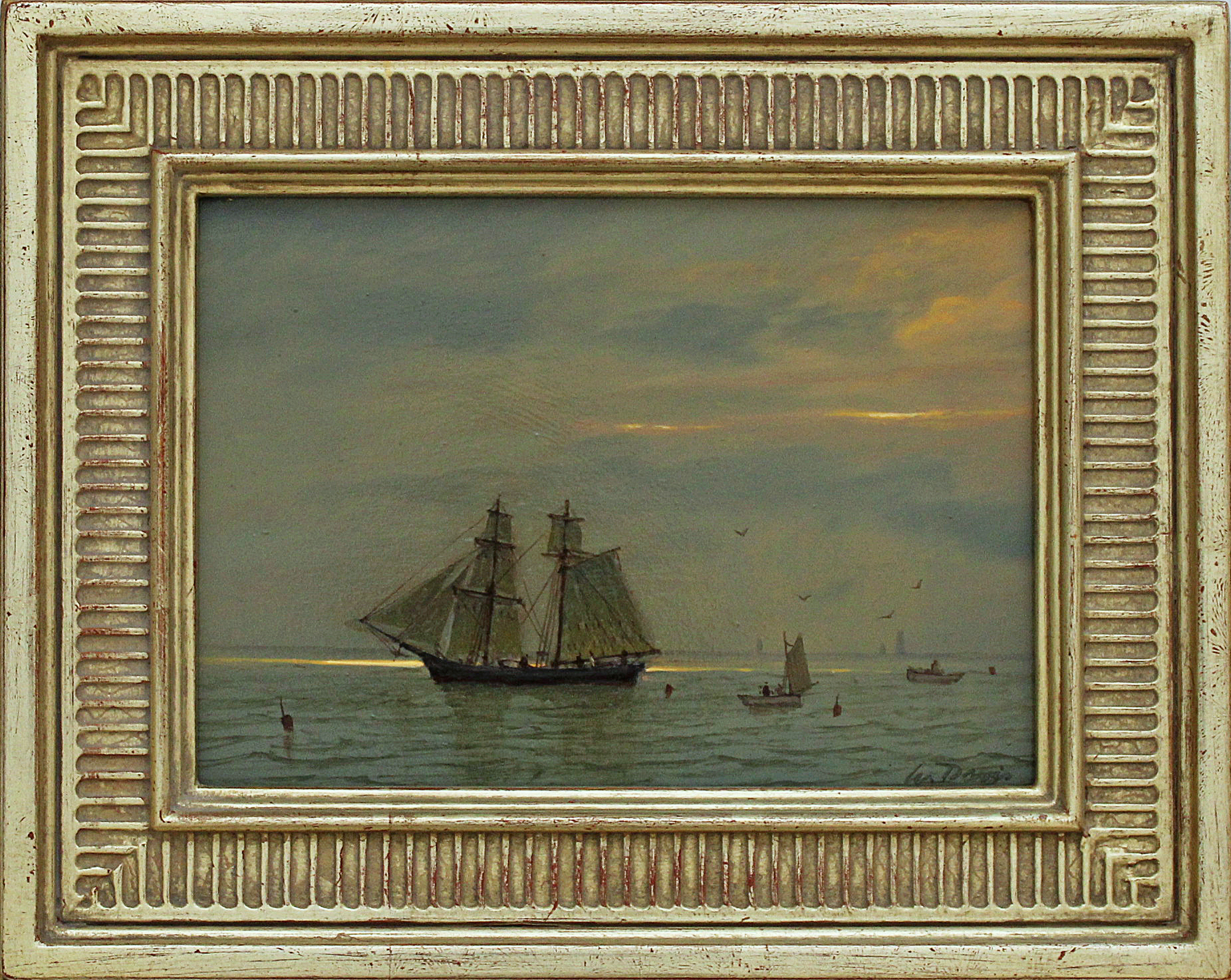Becalmed Brig and Coastal Fishermen