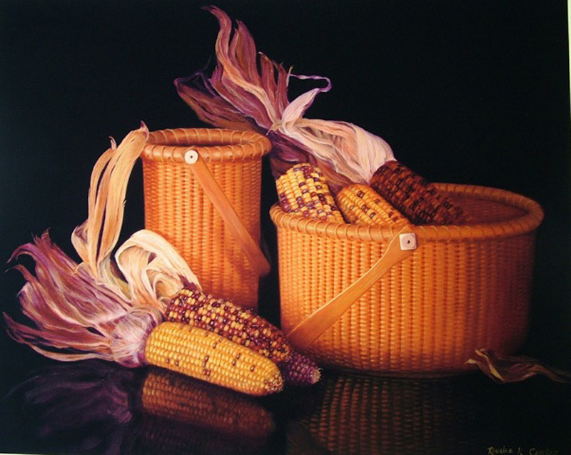 Nantucket Basket with Indian Corn